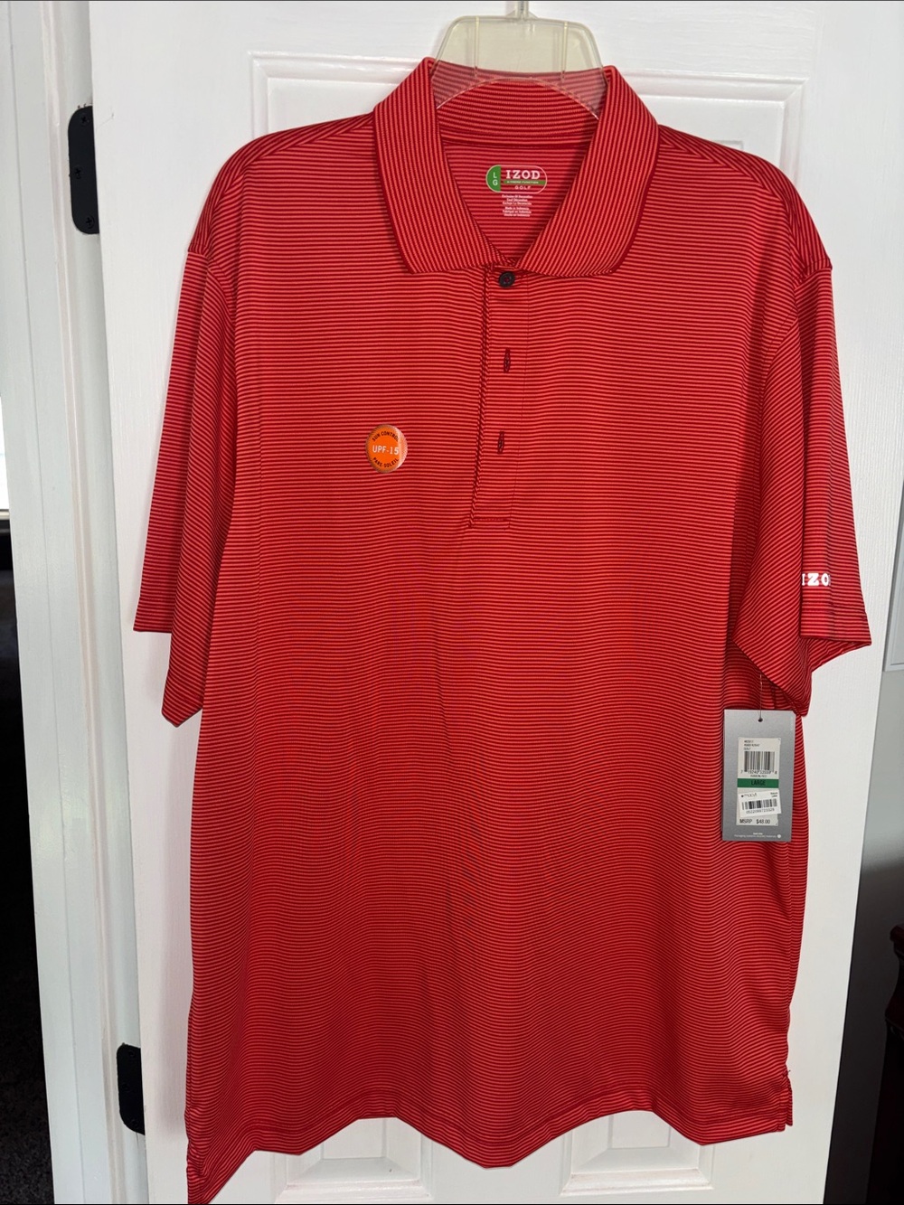 Izod Red Micro-Stripe Polo Shirt - New with tag